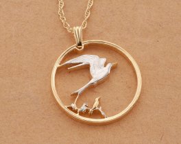 Tropical Bird Pendant, Tropical Bird Jewelry, Bird Pendant, Bird Jewelry, 1" in diameter, ( #R 712D )