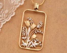 Tulip Pendant Necklace, Tulip Jewelry, Flower Jewelry, Womans Jewelry, Necklaces For Woman, Coin Jewelry, Women's Gift Ideas, ( #K 799 )