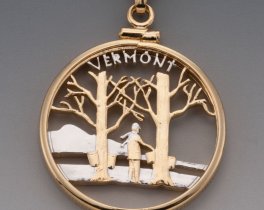 Vermont Pendant, Vermont States Quarter Pendant, Vermont Jewelry, U.S. Coin Jewelry, Coin Jewelry, Vermont Coin Jewelry, ( #K 2014 )