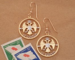 Yugoslavian Eagle Earrings, Yugoslavia Coin Jewelry, Ethnic Jewelry, Coin Jewelry,  Gifts Ideas, Earrings,(# 856E )