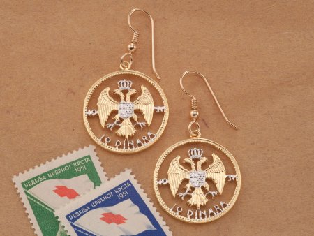 Yugoslavian Eagle Earrings, Yugoslavia Coin Jewelry, Ethnic Jewelry, Coin Jewelry,  Gifts Ideas, Earrings,(# 856E )